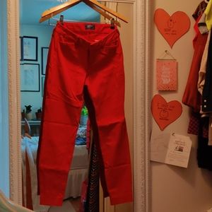 Red Mid-Rise Pixie Pants